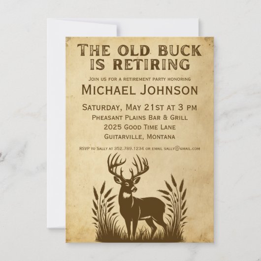 Die Rustikale Jagd auf den alten Buck erstickt Einladung (Vorderseite)