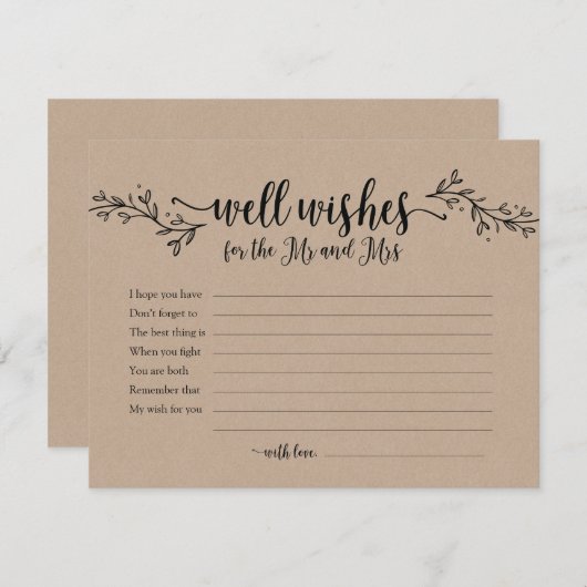 Die rustikale Kalligraphie wünscht Herrn und Frau Einladung (Vorne/Hinten)