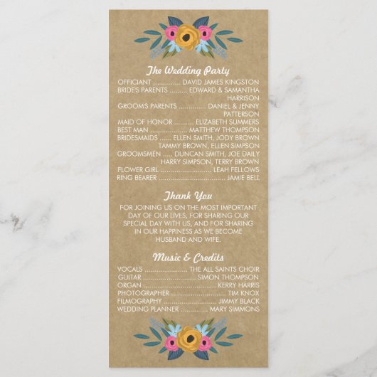 Die Rustikale Kraft-Blumenzwiebelsammlung Programm (Rückseite)