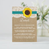 Die rustikale Kraft Sonnenblumen-Hochzeitssammlung Begleitkarte (Stehend Vorderseite)