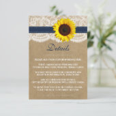 Die rustikale Kraft Sonnenblumen-Hochzeitssammlung Begleitkarte (Stehend Vorderseite)