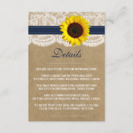 Die rustikale Kraft Sonnenblumen-Hochzeitssammlung Begleitkarte