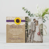 Die rustikale Kraft Sonnenblumen-Hochzeitssammlung Dankeskarte (Stehend Vorderseite)