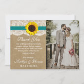 Die rustikale Kraft Sonnenblumen-Hochzeitssammlung Dankeskarte (Vorderseite)