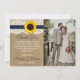 Die rustikale Kraft Sonnenblumen-Hochzeitssammlung Dankeskarte
