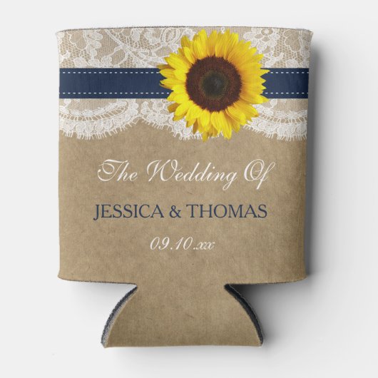 Die rustikale Kraft Sonnenblumen-Hochzeitssammlung Dosenkühler (Vorderseite)