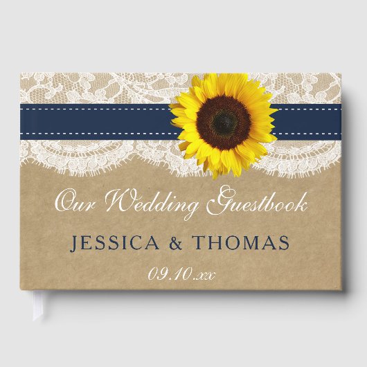Die rustikale Kraft Sonnenblumen-Hochzeitssammlung Gästebuch (Vorderseite)