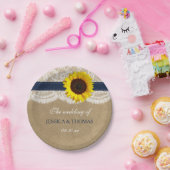 Die rustikale Kraft Sonnenblumen-Hochzeitssammlung Pappteller (Party)