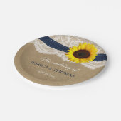 Die rustikale Kraft Sonnenblumen-Hochzeitssammlung Pappteller (Schrägansicht)