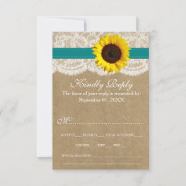 Die rustikale Kraft Sonnenblumen-Hochzeitssammlung RSVP Karte