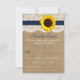 Die rustikale Kraft Sonnenblumen-Hochzeitssammlung RSVP Karte