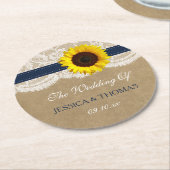 Die rustikale Kraft Sonnenblumen-Hochzeitssammlung Runder Pappuntersetzer (Angewinkelt)