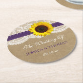 Die rustikale Kraft Sonnenblumen-Hochzeitssammlung Runder Pappuntersetzer (Angewinkelt)