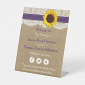 Die rustikale Kraft Sonnenblumen-Hochzeitssammlung Sockelschild (Vorderseite)