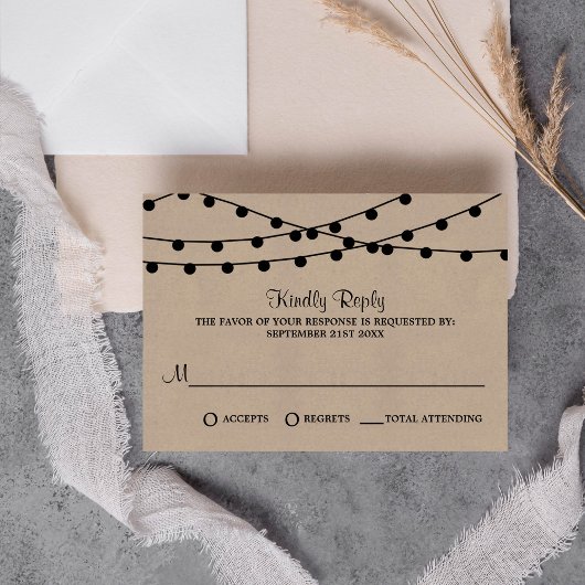 Die rustikale Kraftzeichensammlung RSVP Karte