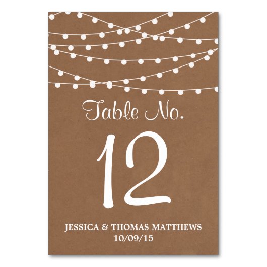 Die rustikale Kraftzeichensammlung Tischnummer (Rückseite)