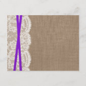 Die rustikale Lila Bow-Hochzeitskollektion Begleitkarte (Rückseite)