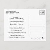 Die rustikale Lila Bow-Sammlung Save the Date Ankündigungspostkarte (Rückseite)