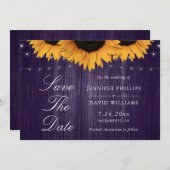 Die rustikale Lila Sonnenblume speichert die Datum Save The Date (Vorne/Hinten)