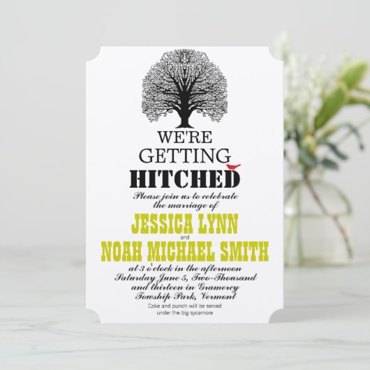 Die Rustikale Niedliche Vogelbaumhochzeit Einladung (Stehend Vorderseite)