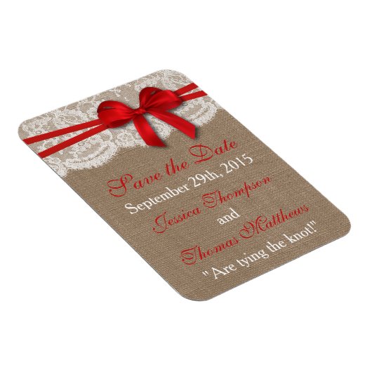 Die rustikale Red Bow Wedding Collection Magnet (Rechte Seite)