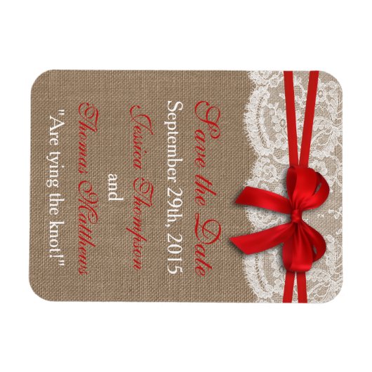 Die rustikale Red Bow Wedding Collection Magnet (Horizontal)