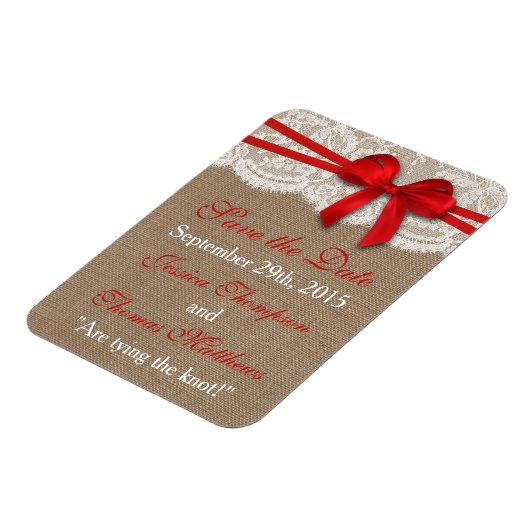 Die rustikale Red Bow Wedding Collection Magnet (Linke Seite)