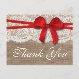 Die rustikale Red Bow Wedding Collection Postkarte