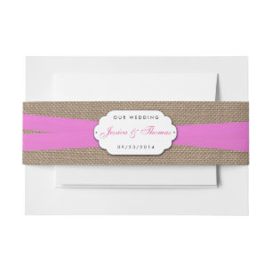 Die rustikale rosa Bow-Hochzeitskollektion Einladungsbanderole
