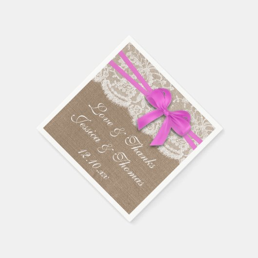 Die rustikale rosa Bow-Hochzeitskollektion Serviette (Ecke)