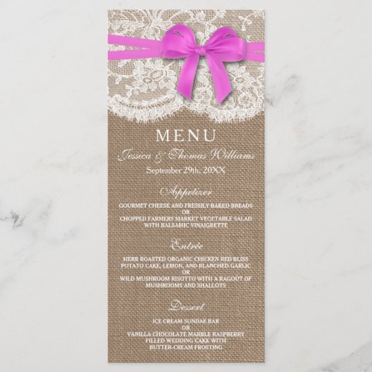 Die rustikale rosa Bow Wedding Collection Karte (Vorderseite)