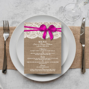 Die rustikale rosa Bow Wedding Collection Karte