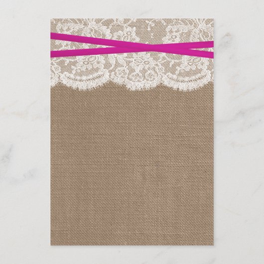 Die rustikale rosa Bow Wedding Collection Karte (Rückseite)