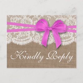 Die rustikale rosa Bow Wedding Collection UAWG Einladungspostkarte
