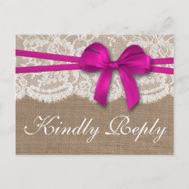 Die rustikale rosa Bow Wedding Collection UAWG Einladungspostkarte