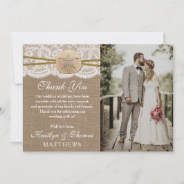 Die rustikale Sand Dollar Beach Hochzeitskollektio Dankeskarte