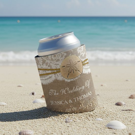 Die rustikale Sand Dollar Beach Hochzeitskollektio Dosenkühler