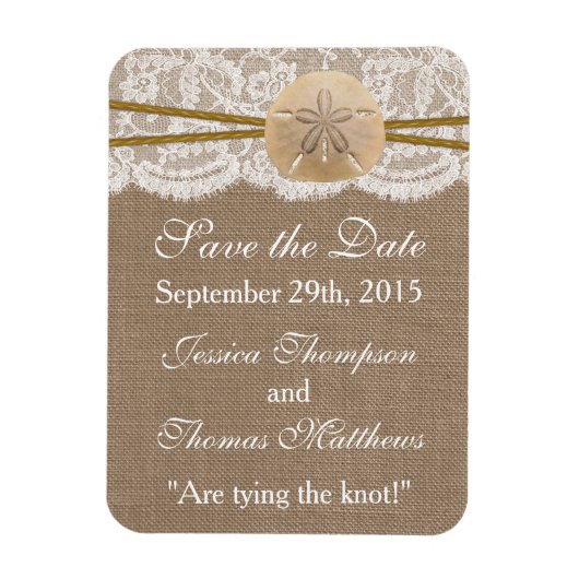 Die rustikale Sand Dollar Beach Hochzeitskollektio Magnet (Vertikal)