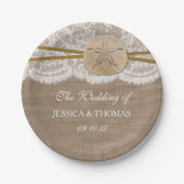 Die rustikale Sand Dollar Beach Hochzeitskollektio Pappteller (Vorderseite)