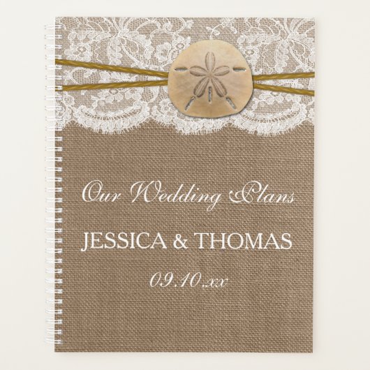 Die rustikale Sand Dollar Beach Hochzeitskollektio Planer (Vorderseite)