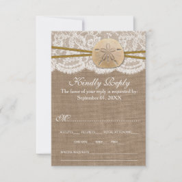 Die rustikale Sand Dollar Beach Hochzeitskollektio RSVP Karte
