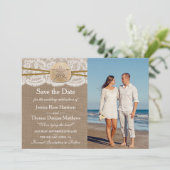 Die rustikale Sand Dollar Beach Hochzeitskollektio Save The Date (Stehend Vorderseite)