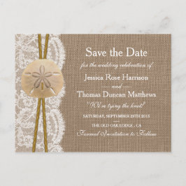Die rustikale Sand-Dollar-Kollektion Save the Date Ankündigungspostkarte