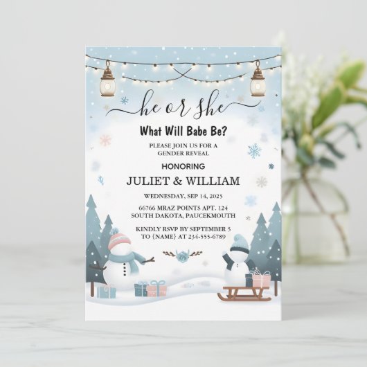 Die rustikale Schneekalte Eiskugel, die heimelige  Einladung (Stehend Vorderseite)