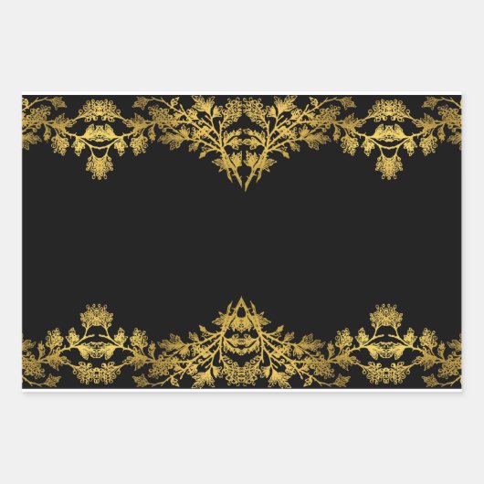 Die rustikale Schwarze-Gold-Kollektion - Umschlagp Geschenkpapier Set (Vorderseite)