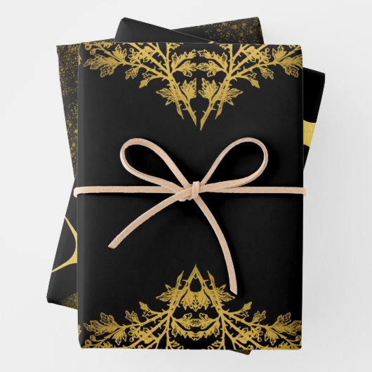 Die rustikale Schwarze-Gold-Kollektion - Umschlagp Geschenkpapier Set (Beispiel)