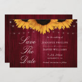 Die rustikale Sonnenblume aus Burgund speichert di Save The Date (Vorne/Hinten)