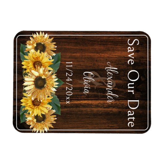 Die rustikale Sonnenblume speichert das Datum-Magn Magnet (Horizontal)