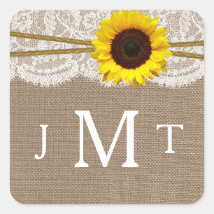 Die Rustikale Sonnenblumen-Hochzeitskollektion Sie Quadratischer Aufkleber