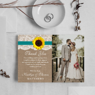 Die Rustikale Sonnenblumen-Hochzeitskollektion - T Dankeskarte